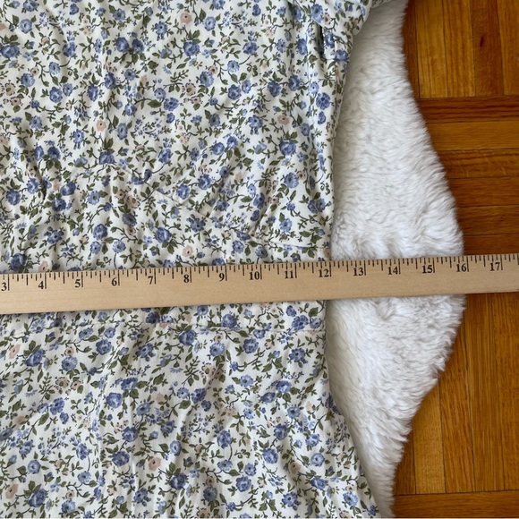 REFORMATION Tamra Dress Pixie Floral Blue White Size 4 Tie Waist Mini Pu… - Picture 12 of 13